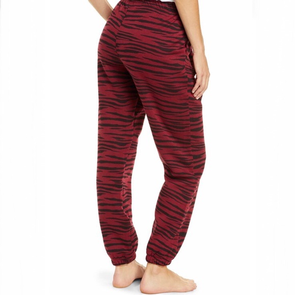 Socialite Tiger Print Stripes Red Black Sweat Pant - Picture 2 of 6